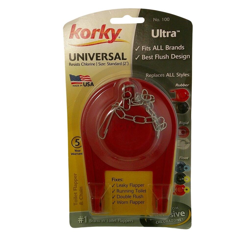 Korky Universal Toilet Flapper & Chain - Fits all brands